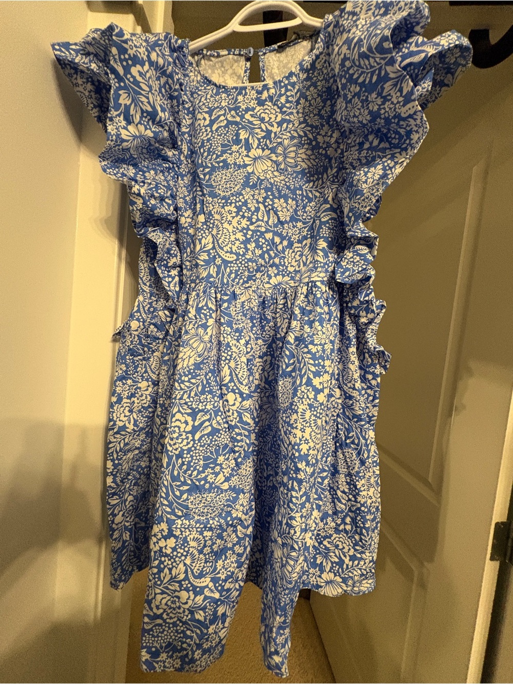 Zara Blue Floral Ruffle Dress